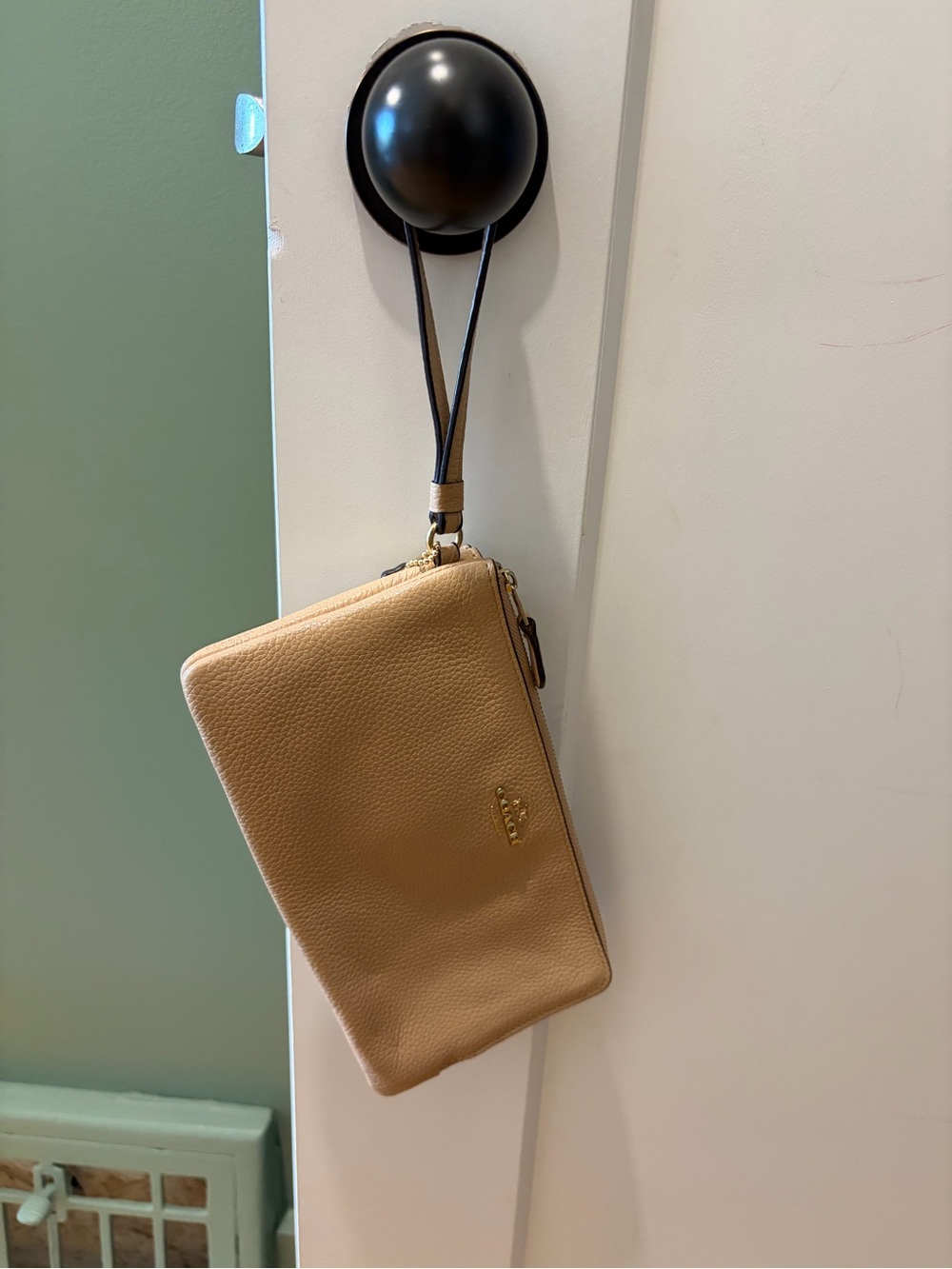 COACH Leather Wristlet Wallet - Tan